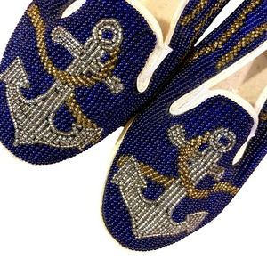 80's beaded anchor slide sneakers